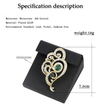 Sunspicems Fashion Crystal Flower Women Brooch Pins Златен цвят Етнически сватбени бижута Мароко Арабски Indain Caftan Хиджаб Брошки