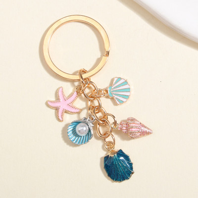 Breloc drăguț, colorat, scoici de stea de mare, breloc de chei pentru plajă, lanțuri de chei pentru plajă, cadouri suveniruri maritime, pentru femei, fete, bijuterii lucrate manual