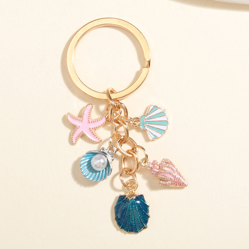 Breloc drăguț, colorat, scoici de stea de mare, breloc de chei pentru plajă, lanțuri de chei pentru plajă, cadouri suveniruri maritime, pentru femei, fete, bijuterii lucrate manual