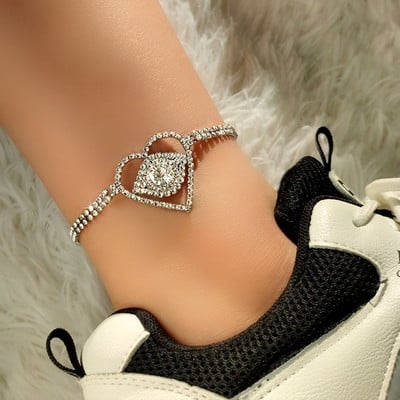 Punk Party Evil Eye Crystal Strass gleznă Brățară Comert cu ridicata pentru femei în formă de inimă de tenis gleznă Cadouri pentru picioare Bijuterii