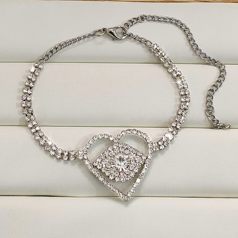 Punk Party Evil Eye Crystal Strass gleznă Brățară Comert cu ridicata pentru femei în formă de inimă de tenis gleznă Cadouri pentru picioare Bijuterii
