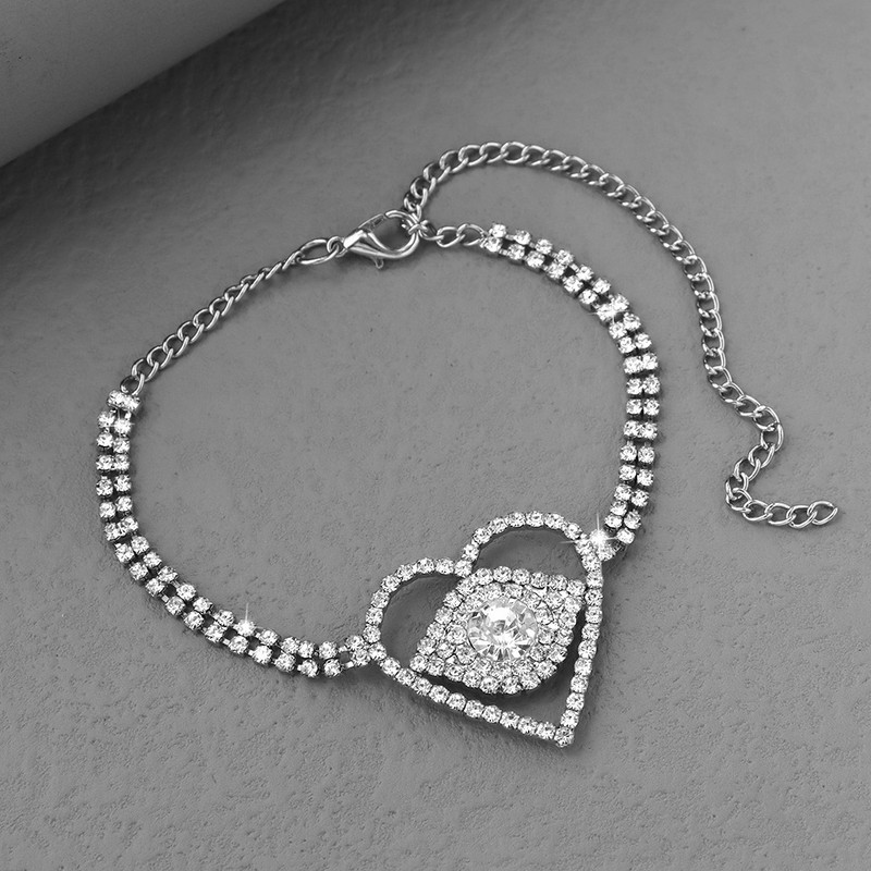 Punk Party Evil Eye Crystal Strass gleznă Brățară Comert cu ridicata pentru femei în formă de inimă de tenis gleznă Cadouri pentru picioare Bijuterii