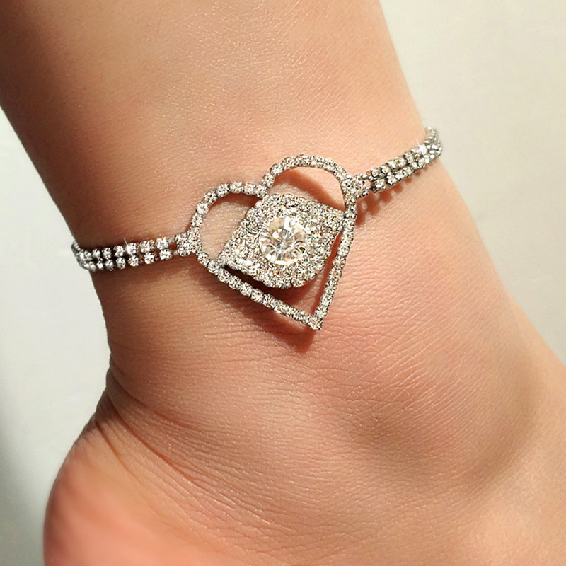 Punk Party Evil Eye Crystal Strass gleznă Brățară Comert cu ridicata pentru femei în formă de inimă de tenis gleznă Cadouri pentru picioare Bijuterii