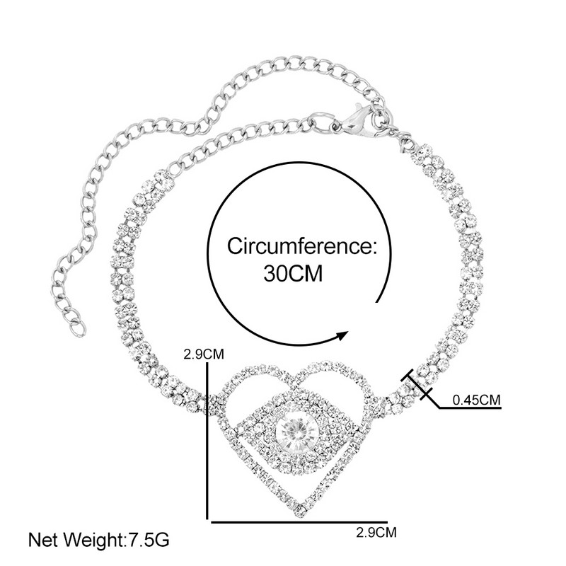 Punk Party Evil Eye Crystal Strass gleznă Brățară Comert cu ridicata pentru femei în formă de inimă de tenis gleznă Cadouri pentru picioare Bijuterii