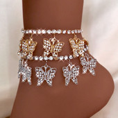 Summer Party Metal Fluture Pandantiv Tenis Lanț de gleznă pentru femei Cristal Fluture gleznă Brățară Pe Picior Bijuterii Picior