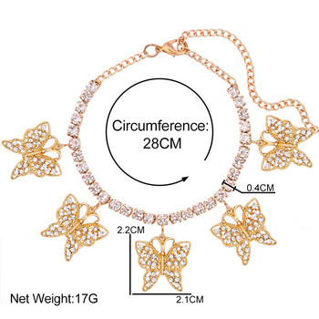 Лятно парти метална пеперуда висулка тенис верига глезени за жени Crystal пеперуда глезена гривна на крака крак бижута