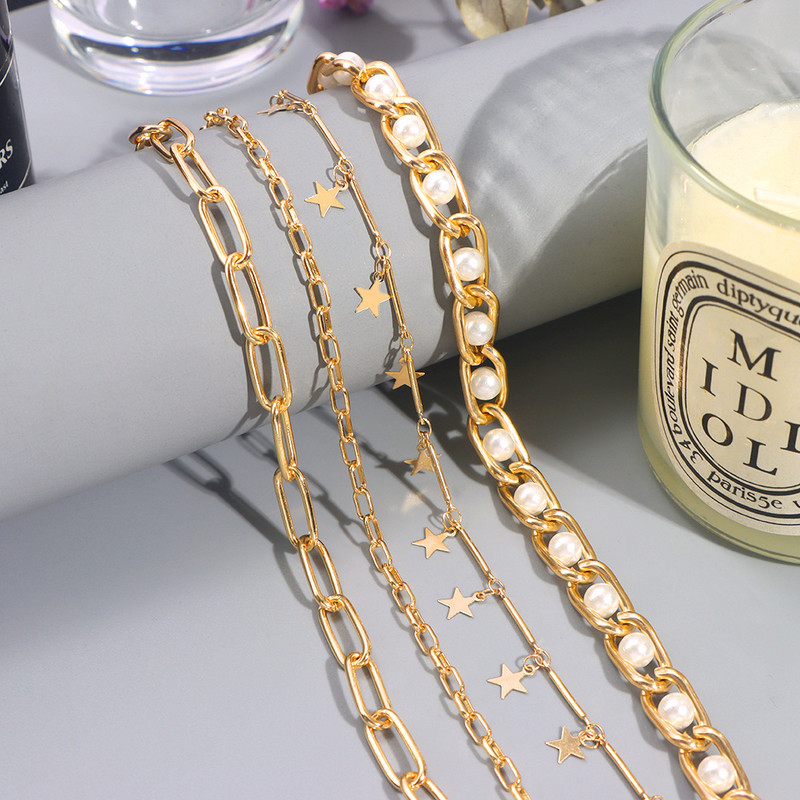 Brățară de gleznă cu lanț de metal, cu mai multe straturi, boeme, pentru femei, de culoare aurie, cu perle de fluture, brățară, bijuterii de plajă