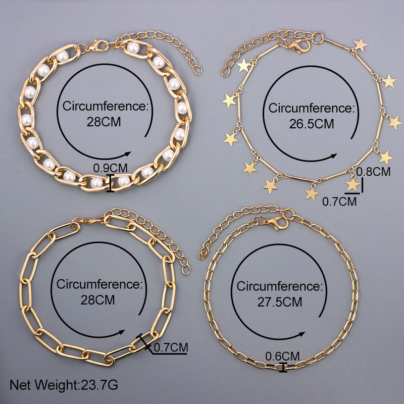 Brățară de gleznă cu lanț de metal, cu mai multe straturi, boeme, pentru femei, de culoare aurie, cu perle de fluture, brățară, bijuterii de plajă