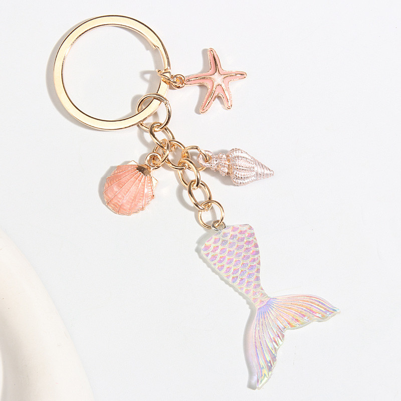 Aranyos tengeri kulcstartó Starfish Shell kagyló szív kulcstartó sellő farok kulcstartók nyári ajándékok nőknek férfi barkács kézzel készített ékszerek