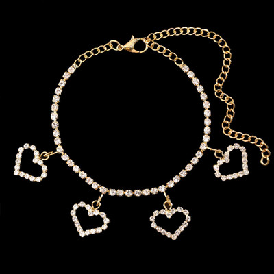 Boho Crystal Strass Love Heart Charms gleznă pentru femei, simplu, strălucitor, lanț de tenis, brățară, cadou de bijuterii pentru petrecere pe plajă