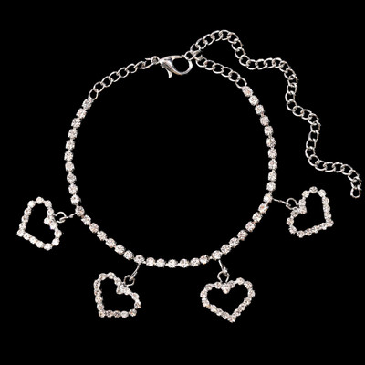 Boho Crystal Strass Love Heart Charms gleznă pentru femei, simplu, strălucitor, lanț de tenis, brățară, cadou de bijuterii pentru petrecere pe plajă