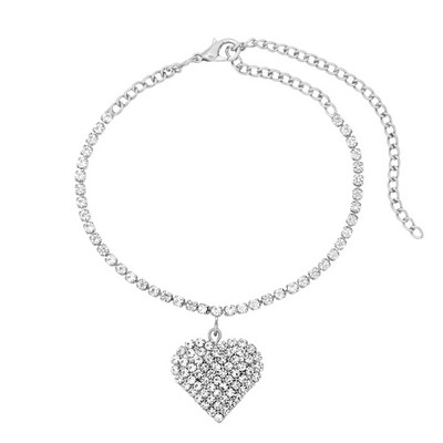 Boho Crystal Strass Love Heart Charms gleznă pentru femei, simplu, strălucitor, lanț de tenis, brățară, cadou de bijuterii pentru petrecere pe plajă