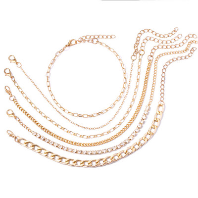 Vară mare strasuri dublu strat tenis gleznă brățară pentru femei punk înger scrisoare metal gleznă lanț plajă desculț bijuterii