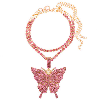 2 buc/set Strălucitor Fluture Mare Cristal Strass glezne pentru femei Punk Multistrat Animal Farmecul Tenis gleznă Lant Bijuterii de vară