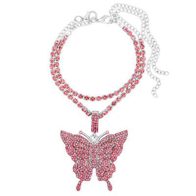 2 buc/set Strălucitor Fluture Mare Cristal Strass glezne pentru femei Punk Multistrat Animal Farmecul Tenis gleznă Lant Bijuterii de vară