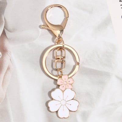 Breloc drăguț cu flori de Sakura Breloc emailat pentru femei, fete, accesoriu pentru geantă, pentru agățat mașină, cadou de bijuterii lucrate manual