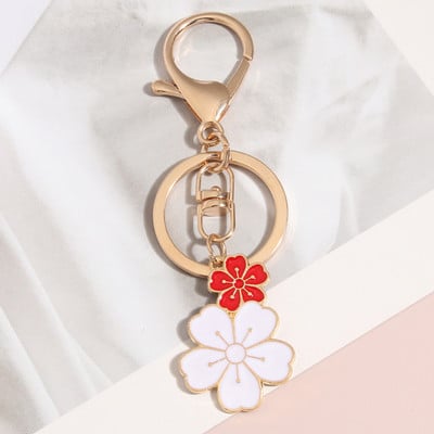 Breloc drăguț cu flori de Sakura Breloc emailat pentru femei, fete, accesoriu pentru geantă, pentru agățat mașină, cadou de bijuterii lucrate manual