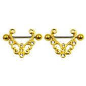 PERECHE Oțel chirurgical CZ Cristal Aur pentru mamelon Inel Etrier Barbell Piercing Scut Bijuterii 14g