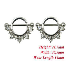 PERECHE Inele din oțel chirurgical pentru mamelon cu mreană Sheild CZ Gem Sexy Piercing pentru mamelon Bijuterii pentru corp pentru femei 14G