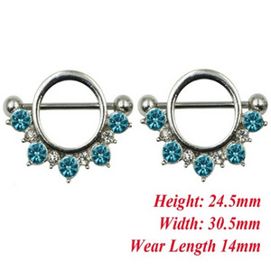 PERECHE Inele din oțel chirurgical pentru mamelon cu mreană Sheild CZ Gem Sexy Piercing pentru mamelon Bijuterii pentru corp pentru femei 14G