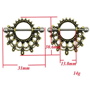 PERECHE Inele din oțel chirurgical pentru mamelon cu mreană Sheild CZ Gem Sexy Piercing pentru mamelon Bijuterii pentru corp pentru femei 14G