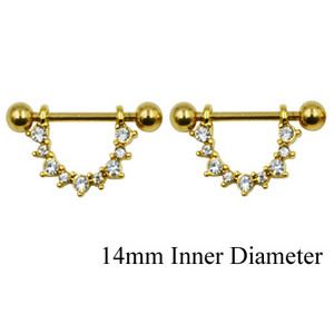 PERECHE Inele din oțel chirurgical pentru mamelon cu mreană Sheild CZ Gem Sexy Piercing pentru mamelon Bijuterii pentru corp pentru femei 14G