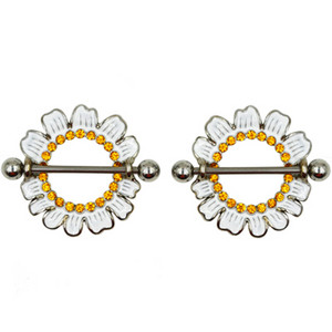 PERECHE Inele din oțel chirurgical pentru mamelon cu mreană Sheild CZ Gem Sexy Piercing pentru mamelon Bijuterii pentru corp pentru femei 14G