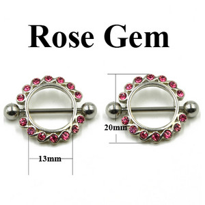 PERECHE Inele din oțel chirurgical pentru mamelon cu mreană Sheild CZ Gem Sexy Piercing pentru mamelon Bijuterii pentru corp pentru femei 14G