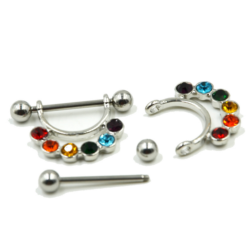 PERECHE Inele din oțel chirurgical pentru mamelon cu mreană Sheild CZ Gem Sexy Piercing pentru mamelon Bijuterii pentru corp pentru femei 14G