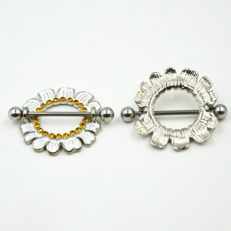 PERECHE Inele din oțel chirurgical pentru mamelon cu mreană Sheild CZ Gem Sexy Piercing pentru mamelon Bijuterii pentru corp pentru femei 14G