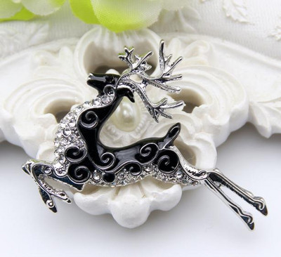 Broșă de căprioară de modă pentru femei, broșă cu strass emailat, de culoare aurie, pentru copii, ace de bijuterii, broșe cu animale, broșe pentru doamne, ace pentru hijab cu rever