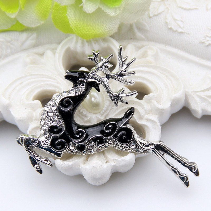 Broșă de căprioară de modă pentru femei, broșă cu strass emailat, de culoare aurie, pentru copii, ace de bijuterii, broșe cu animale, broșe pentru doamne, ace pentru hijab cu rever