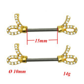 1 pereche, nou sosire, papion, cercei creativ pentru mamelon, în stil Muti pentru ziua Îndrăgostiților, piercing pentru mamelon, bare de greutate, bijuterii din oțel pentru corp