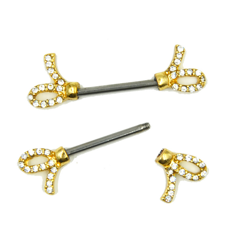 1 pereche, nou sosire, papion, cercei creativ pentru mamelon, în stil Muti pentru ziua Îndrăgostiților, piercing pentru mamelon, bare de greutate, bijuterii din oțel pentru corp