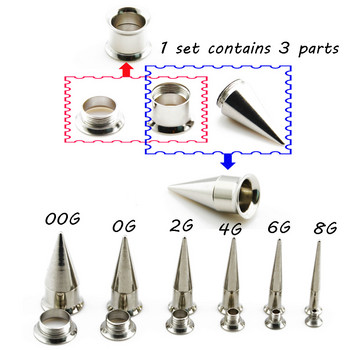 ДВОЙКА 3-10 мм неръждаема стомана 2 в 1 вътрешна резба Двойна разширена тунелна тунелна разширителна тапа за ухо Плъзгачи за пиърсинг