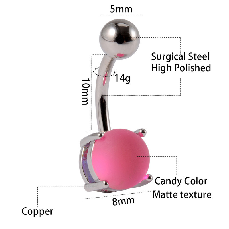1db Candy Színes Köldök Piercing Rúd szett Köldök Gyűrűk Íves súlyzó Lebeny Fülbevaló Piercing Strandékszerek Női