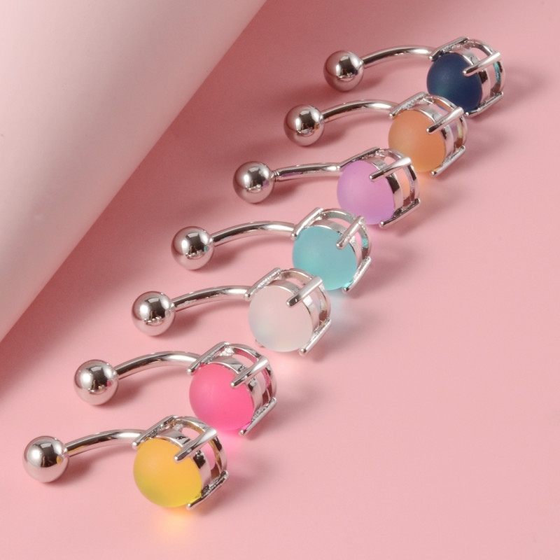 1db Candy Színes Köldök Piercing Rúd szett Köldök Gyűrűk Íves súlyzó Lebeny Fülbevaló Piercing Strandékszerek Női