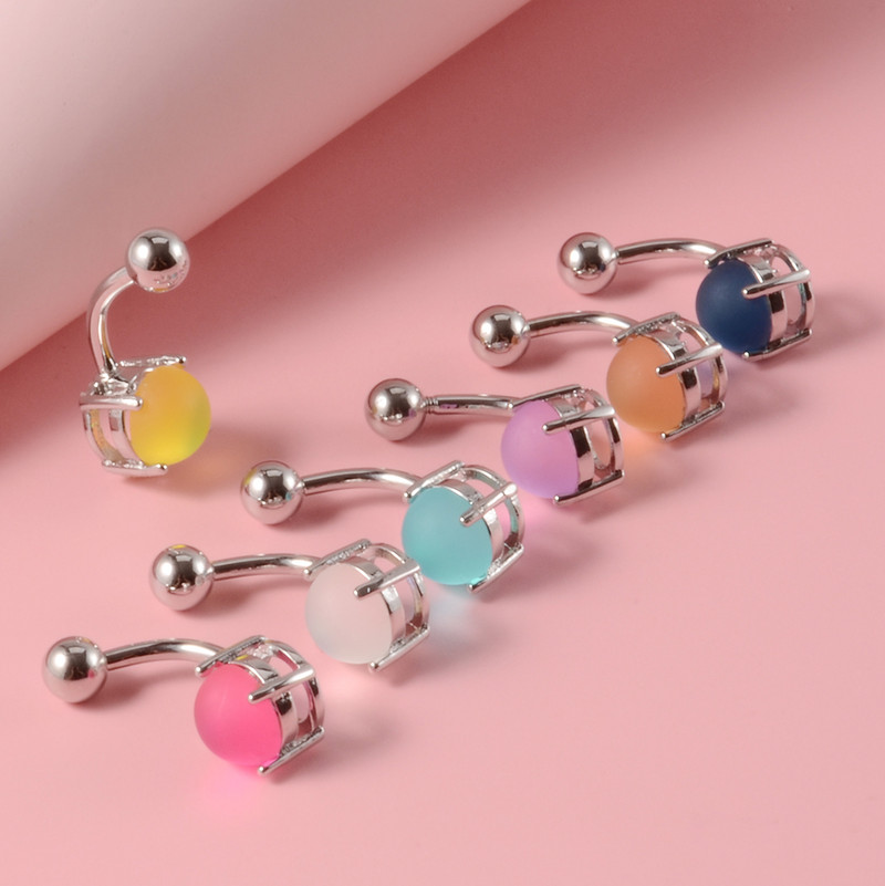 1db Candy Színes Köldök Piercing Rúd szett Köldök Gyűrűk Íves súlyzó Lebeny Fülbevaló Piercing Strandékszerek Női