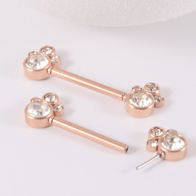 2db mellbimbós súlyzó piercing rozsdamentes acél nyomó fürtben CZ drágakő mellbimbó gyűrűk Shield 14mm Bar Sun 14g női testékszerekhez