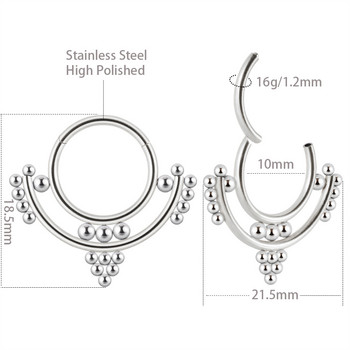 Dreamlee 16g Ear Daith Snug Helix Cartilage Pregrada Hoop Ring Ear Clicker Nose Lip Segment Hinged Rings Piecing Body Jewelry