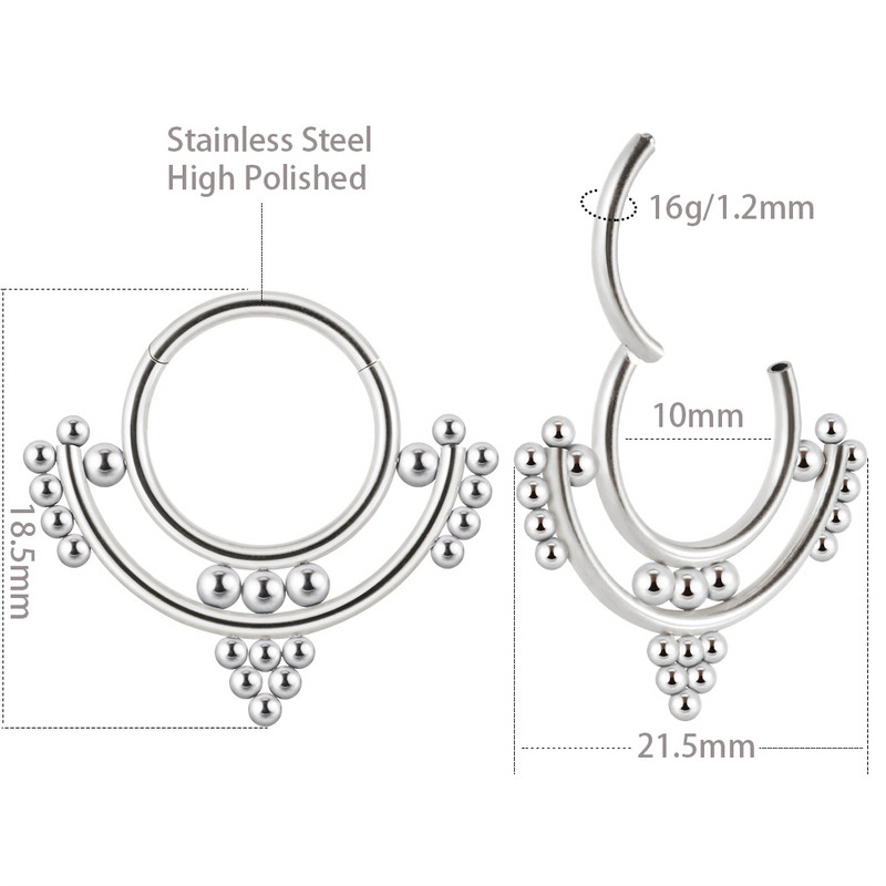 Dreamlee 16g Ear Daith Snug Helix Cartilage Septum Hoop Inel Ureche Clicker Nas Buze Segment Inele cu balamale Piecing Bijuterii pentru corp