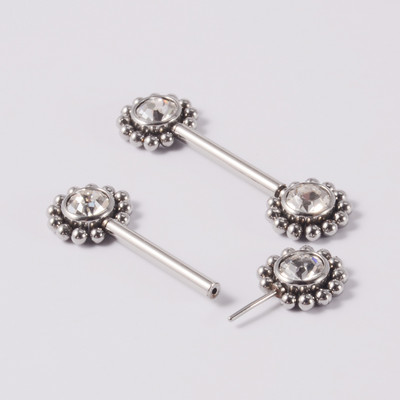 Pereche oțel chirurgical 14gX14mm Push In mamelon Barbell Piercing Bijuterie Soare Floare Mamelon Inel Scut Bijuterii pentru corp