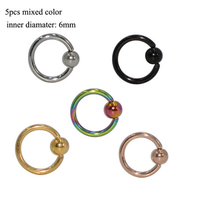 5 buc. Piercing pentru buze Labret Inel pentru mamelon Captive Bead Inel Nas Stud Piercing ureche Oțel chirurgical Helix ureche Tragus Cartilage Bijuterii