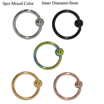 5 buc. Piercing pentru buze Labret Inel pentru mamelon Captive Bead Inel Nas Stud Piercing ureche Oțel chirurgical Helix ureche Tragus Cartilage Bijuterii