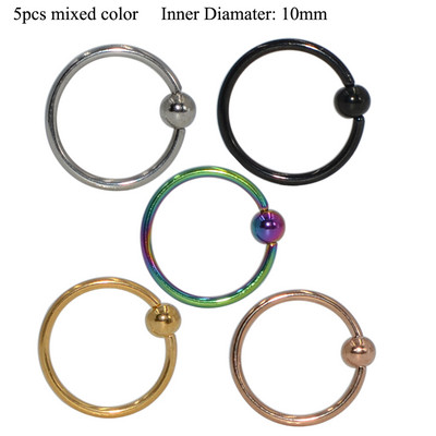 5 buc. Piercing pentru buze Labret Inel pentru mamelon Captive Bead Inel Nas Stud Piercing ureche Oțel chirurgical Helix ureche Tragus Cartilage Bijuterii