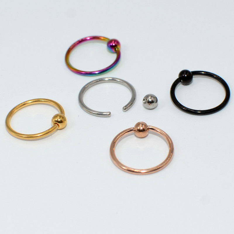 5 buc. Piercing pentru buze Labret Inel pentru mamelon Captive Bead Inel Nas Stud Piercing ureche Oțel chirurgical Helix ureche Tragus Cartilage Bijuterii