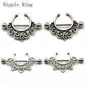 Pereche 14G din oțel chirurgical dantelă Lotus Mandala floare scut mamelon barbell inel piercing bijuterii cu bijuterie