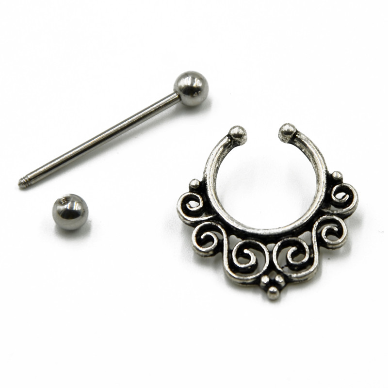 Pereche 14G din oțel chirurgical dantelă Lotus Mandala floare scut mamelon barbell inel piercing bijuterii cu bijuterie