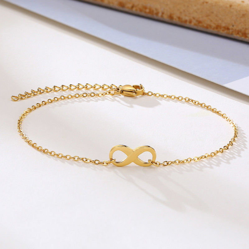 Plajă Infinity Brățară gleznă din oțel inoxidabil Boho Lanț pentru picioare Bijuterii de vară reglabilă pentru femei și fete adolescente