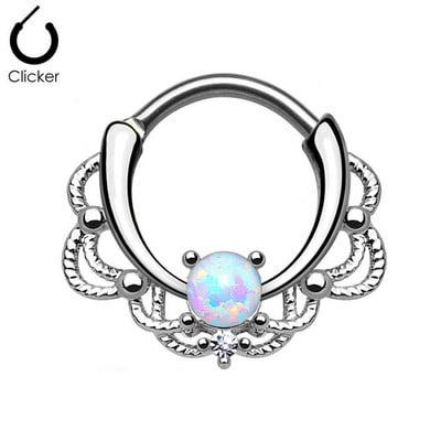 1 buc Inel Opal pentru nas Inel Clicker Septum Cartilaj Cercei Buza Captiv Inel de margele 16G Titan Titan Hander Bijuterii pentru corp